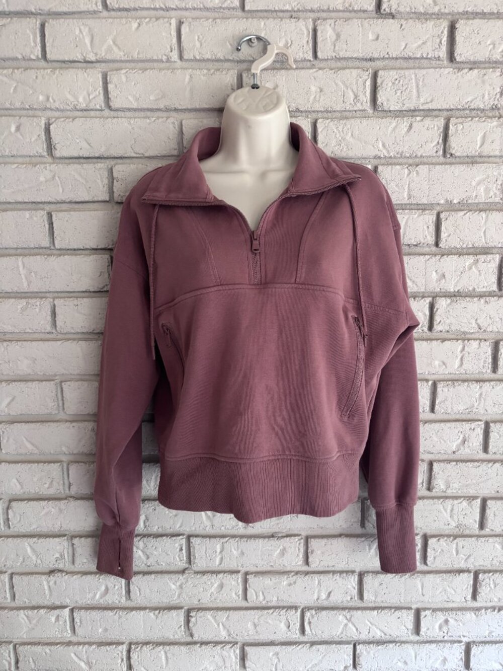 Old Navy Active Dynamic Fleece Half Zip Sweatshirt Thumbholes Size Small Brown